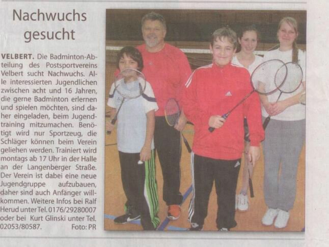 Artikel Badminton Jugend 29 02 2012